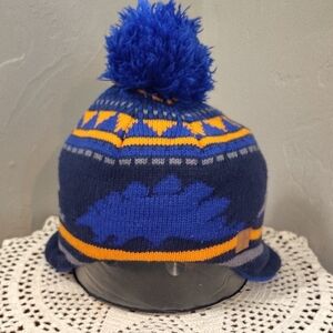 Swiss Tech Kids Ski Winter Hat Dinosaur Print Blue